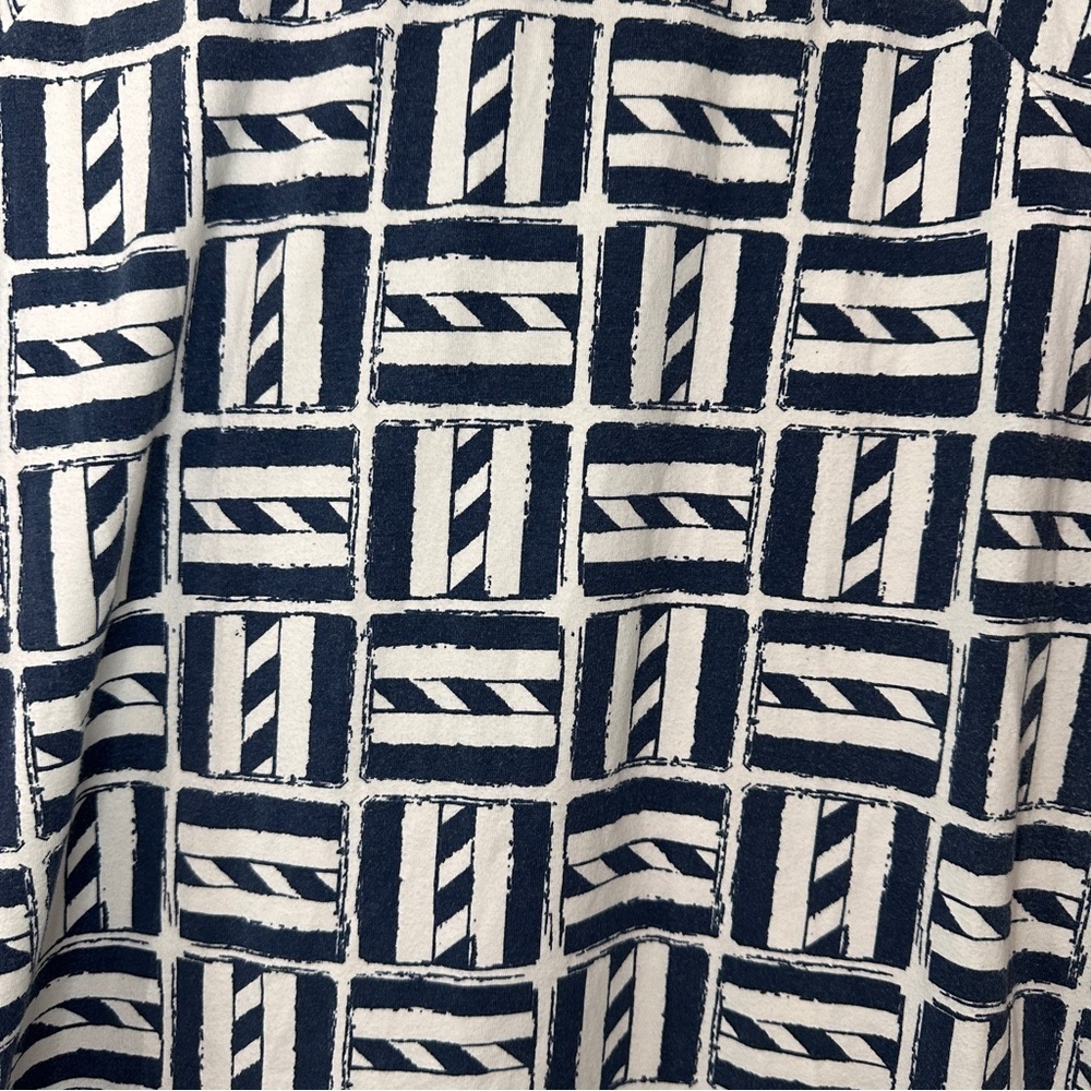 Mahi Gold Coastal Cotton Tunic Dress V-Neck Coastal Grandma L Navy/White Resort - Picture 7 of 7